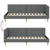 vidaXL Hoekbedframe met hoofdeinde Donkergrijs 90 cm x 190 cm Fluweel