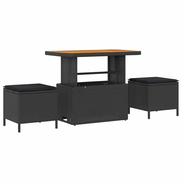 vidaXL Tuin Sofa Set met kussen met opslag met kussen 11 pcs Zwart