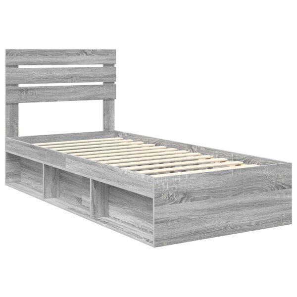 vidaXL Bedframe Grijs Sonoma 90 x 200 cm Massief grenenhout