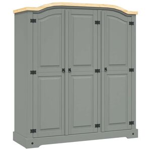 vidaXL Kledingkast 3 deuren Mexicaans grenenhout Corona-stijl grijs