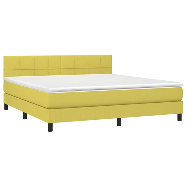 vidaXL Boxspring met matras en LED stof groen 180x200 cm