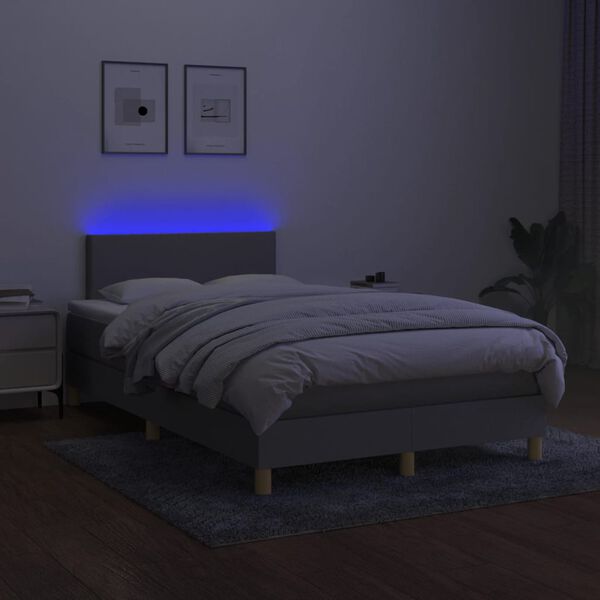 vidaXL Boxspring met matras en LED stof lichtgrijs 120x200 cm