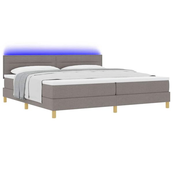 vidaXL LED Box Spring Bed met matras met LED Taupe 200 x 200 cm Stof