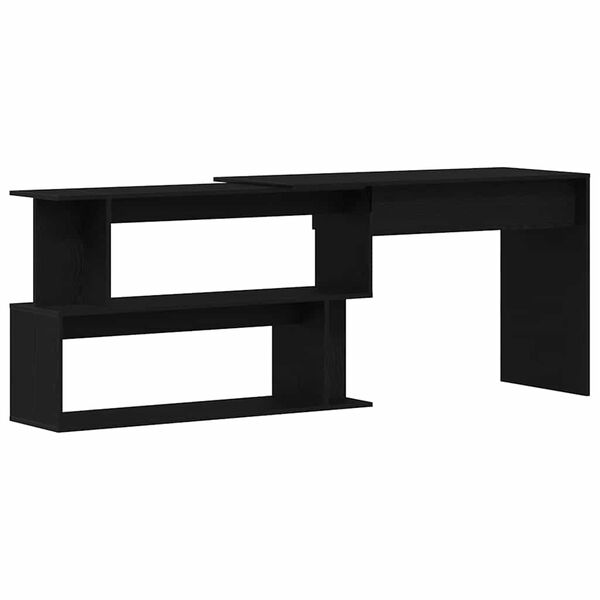 vidaXL Bureau Zwart Eiken 200 x 50 x 76 cm Bewerkt hout