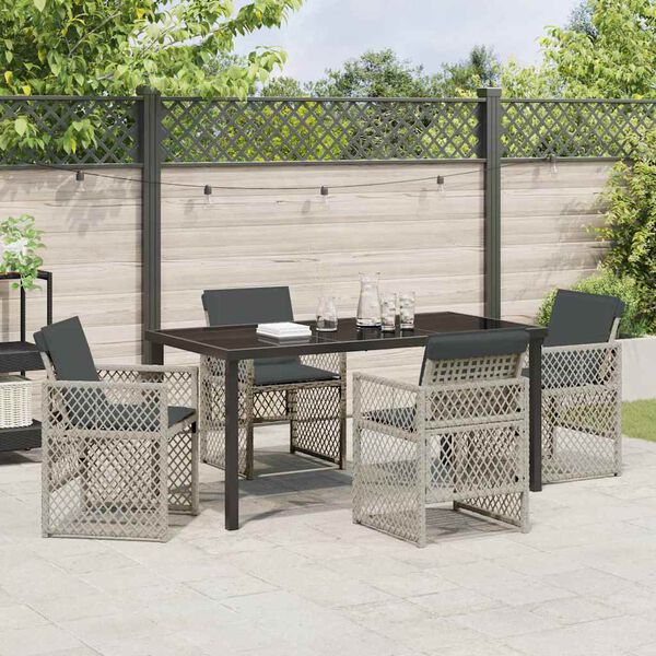 vidaXL Tuin eettafelset 5 pcs Lichtgrijs poly rattan