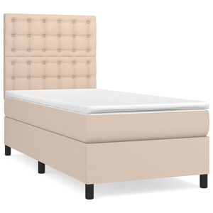 vidaXL Boxspring met matras kunstleer cappuccinokleurig 90x190 cm