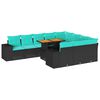 vidaXL 11-delige Loungeset met kussens poly rattan zwart