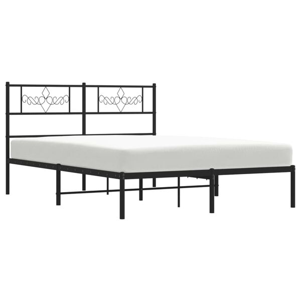 vidaXL Bedframe met hoofdbord metaal zwart 120x200 cm