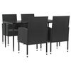 vidaXL 5-delige Tuinset poly rattan en staal zwart