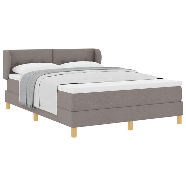 vidaXL Boxspringbed met matras met hoofdeinde Taupe 140 x 200 cm Stof