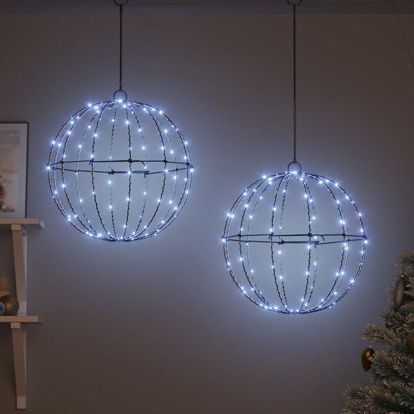 vidaXL Bal met 192 LED 2 pcs Koudwit 40,5 x 40,5 x 42 cm Metaal