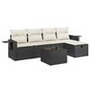 vidaXL 6-delige Loungeset met kussens poly rattan zwart