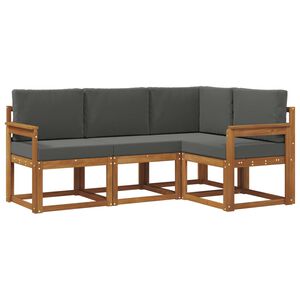 vidaXL Buiten bankenset met kussen 4 pcs Natuurlijk en Antraciet