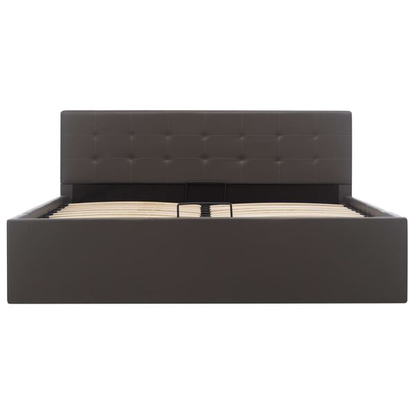 vidaXL Bedframe met opslag hydraulisch kunstleer grijs 140x200 cm