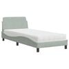 vidaXL Bed met matras "Dover" fluweel lichtgrijs 90x200 cm