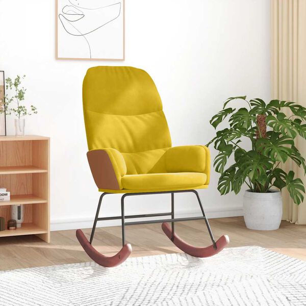 vidaXL Schommelstoel fluweel geel