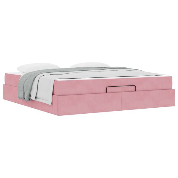 vidaXL Bedframe met matras met matras 2 pcs Roze Fluweel