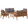 vidaXL Bistroset met kussen 5 pcs Bruin Massief Acaciahout