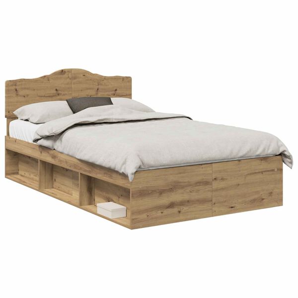 vidaXL Bedframe Ambachtelijk eiken 120 x 200 cm Massief grenenhout