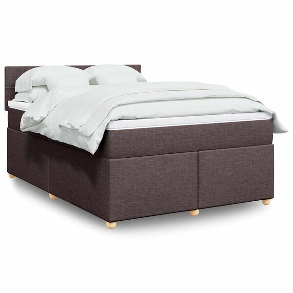 vidaXL Boxspring met matras stof donkerbruin 140x190 cm