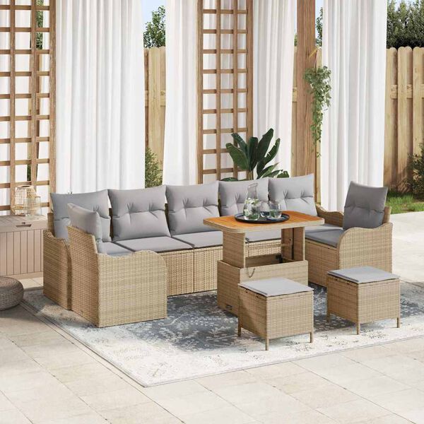 vidaXL Tuin Sofa Set 10 pcs Beige poly rattan