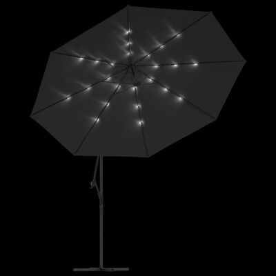 vidaXL Zweefparasol met LED-verlichting 350 cm zwart