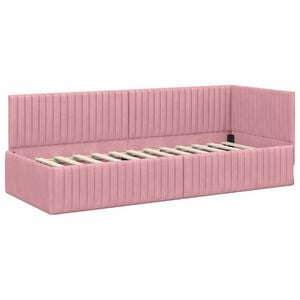 vidaXL Hoekbedframe met hoofdeinde Roze 80 cm x 200 cm Fluweel