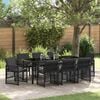 vidaXL Tuin eettafelset 9 pcs Zwart poly rattan