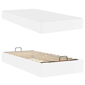 vidaXL Bedframe met matras met matras 2 pcs Wit PVC
