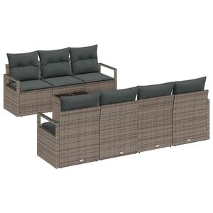 vidaXL Tuin Sofa Set met kussen met opslag 8 pcs Grijs poly rattan