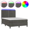 vidaXL Boxspring met matras en LED fluweel donkergrijs 140x200 cm