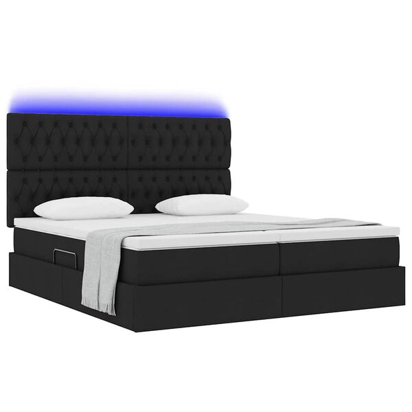 vidaXL Bed met LED-striplichten met hoofdeinde Zwart 180 x 200 cm Stof