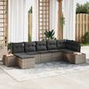 vidaXL Tuin Sofa Set met kussen 7 pcs Grijs Poly Rattan