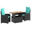 vidaXL Buiten eettafelset 3 st poly rattan