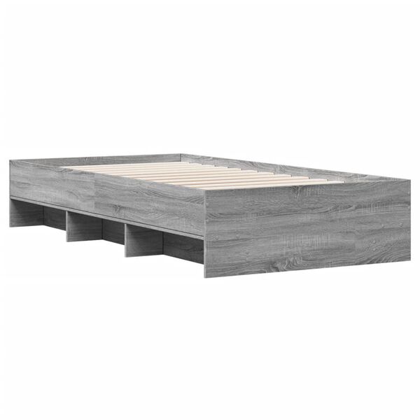vidaXL Bedframe bewerkt hout grijs sonoma eikenkleurig 75x190 cm