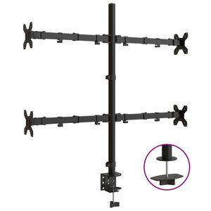 vidaXL Monitorbeugel VESA 75/100 mm zwart staal