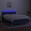 vidaXL Boxspring met matras en LED stof blauw 140x200 cm