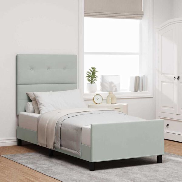 vidaXL Boxspringbed met hoofdeinde Lichtgrijs 90 x 200 cm Fluweel