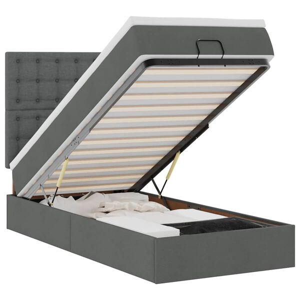 vidaXL Ottoman bed met matras en LED's 90x190cm stof donkergrijs