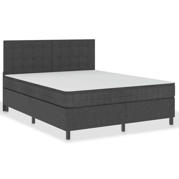 vidaXL Boxspring stof donkergrijs 160x200 cm