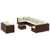 vidaXL 10-delige Loungeset met kussens poly rattan bruin