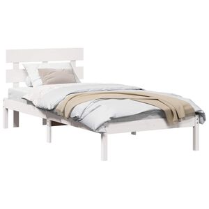 vidaXL Bedframe met hoofdeinde Wit 75 x 190 cm Massief grenenhout