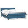 vidaXL Boxspring met matras fluweel donkerblauw 160x220 cm
