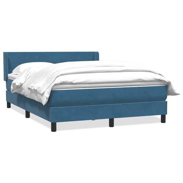 vidaXL Boxspring met matras fluweel donkerblauw 160x220 cm
