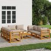 vidaXL 9-delige Loungeset met kussens massief hout taupe