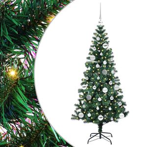 vidaXL Kunstmatig Voorverlicht Kerstboom Groen 150 cm PVC en Metaal