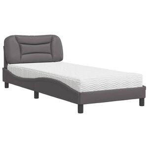 vidaXL Bed met matras "Hvar" kunstleer grijs 90x190 cm