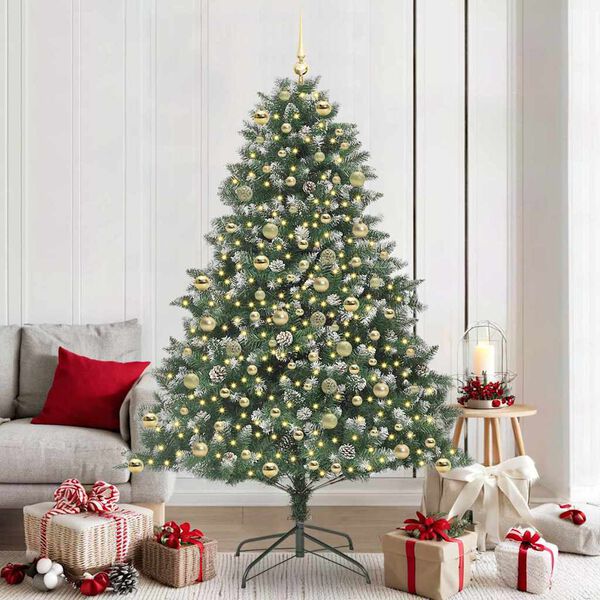 vidaXL Kunstkerstboom Groen 140 x 140 x 210 cm PVC en Plastic en Staal