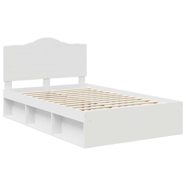 vidaXL Bedframe met hoofdeinde Wit 120 x 200 cm Massief grenenhout