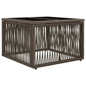 vidaXL Tuinstafel Grijs en zwart 55 x 55 x 37 cm PE Rattan en Glas